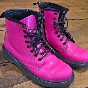 Bright Pink Lace-Up Boots